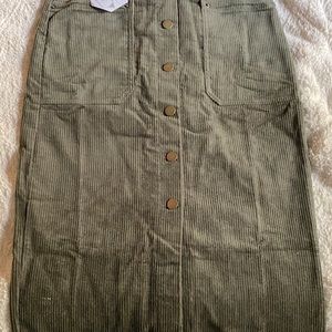 Paper Crane Green Corduroy Pencil Skirt